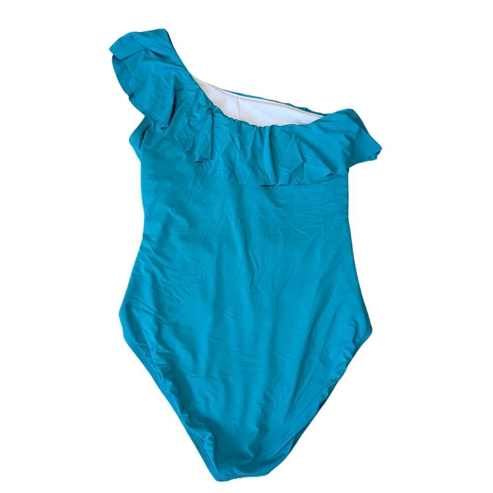 HILOR Women's Swim suit, size 10, one Shoulder, Ruffle; Structured boddice - Picture 2 of 8
